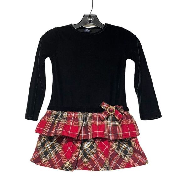 Basic Editions Girls Black Velvet Christmas Dress Size Small - Picture 1 of 14